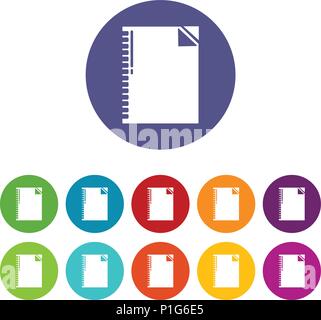 Notebook icons set vector color Stock Vector