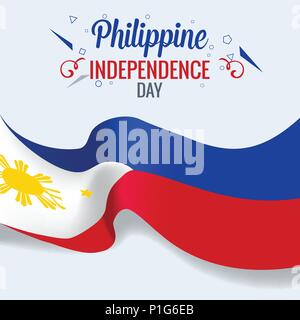 3D realistic philippines flag waving wind vector Stock Vector