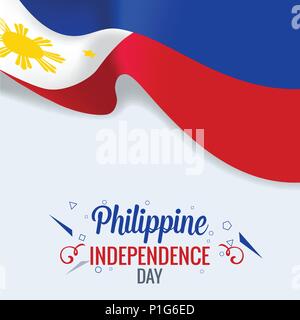 3D realistic philippines flag waving wind vector Stock Vector