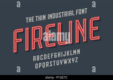 Alphabet and font Fire Line Stock Vector