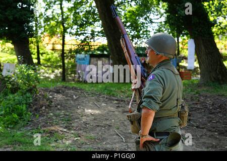 A soldier meditating on life while guarding Stock Photo