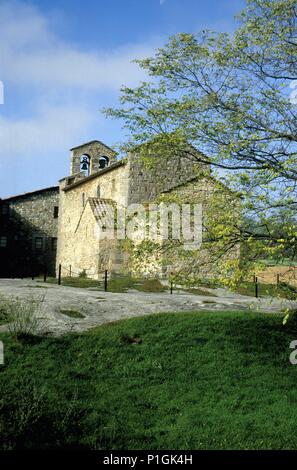 Iglesia prerománica (y visigótica) de sant Vicenç d´Obiols (cerca Berga / La Plana). Stock Photo