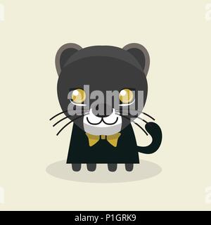 Cute panther character on pastel background. Stock Vector