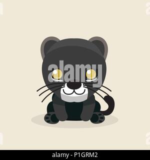 Cute panther character on pastel background. Stock Vector