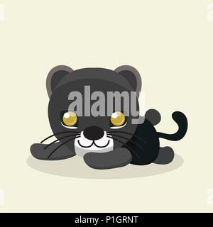 Cute panther character on pastel background. Stock Vector