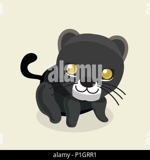 Cute panther character on pastel background. Stock Vector