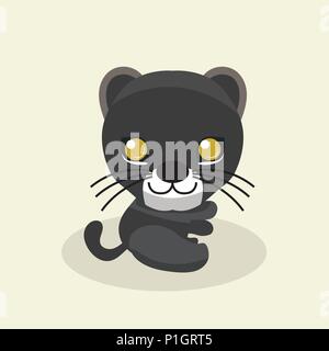 Cute panther character on pastel background. Stock Vector