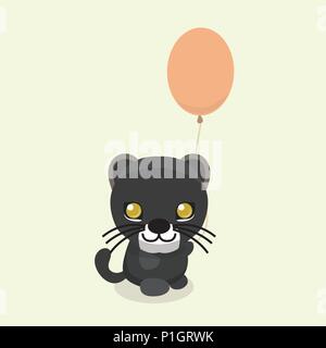 Cute panther character on pastel background. Stock Vector