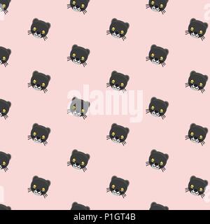 Black panther pattern on pastel background. Stock Vector
