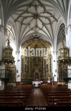 SPAIN - Ribera Estellesa (district) - NAVARRA. Cárcar; Iglesia gótica con retablo Mayor barroco. Stock Photo
