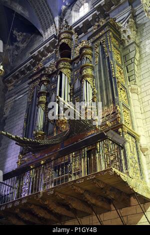 SPAIN - Ribera Estellesa (district) - NAVARRA. Lerín; órgano barroco de la Iglesia parroquial. Stock Photo