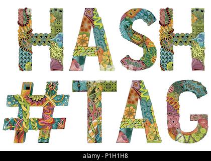 Hand drawn zentangle hashtag Stock Vector