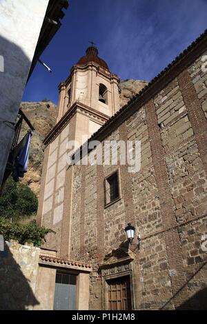 SPAIN - LA RIOJA - Rioja Baja (district). Quel; Iglesia de san Salvador (Valle de Cidacos). Stock Photo
