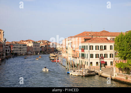 View from Ponte degli Scalzi at sunset looking down the Grand Canal in Venice, Italy. Stock Photo