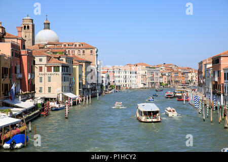 View from Ponte degli Scalzi looking down the Grand Canal in Venice, Italy. Stock Photo
