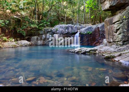 Tranquil blue waters of Rope falls, Paluma Range National Park, Rollingstone QLD, Australia Stock Photo