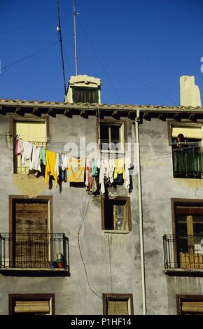 SPAIN - LA RIOJA - Rioja Media (district) - Logrono. Logroño, casas de casco antiguo. Stock Photo