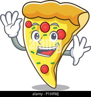 Waving pizza slice character cartoon Stock Vector