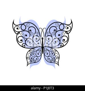 Beautiful butterfly with swirl pattern. Stock Vector