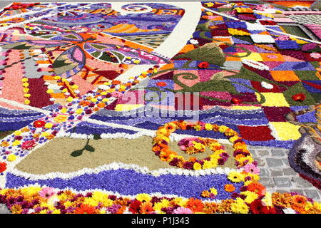 SPELLO, ITALY - JUNE 7: Floral Carpet on June 7, 2015 in Spello, Italy. This event takes place every year and every sector honors a specific artist or Stock Photo