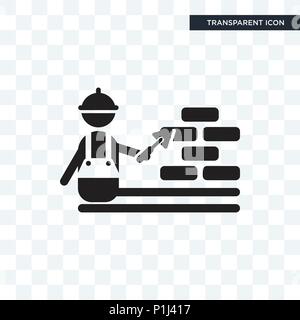 Construction worker vector icon isolated on transparent background, Construction worker logo concept Stock Vector