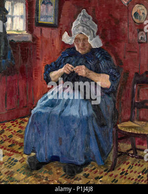 Lakhovsky  Arnold Borisovich - Old Lady Knitting Stock Photo