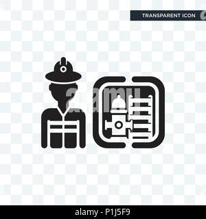 Firefighter vector icon isolated on transparent background, Firefighter logo concept Stock Vector