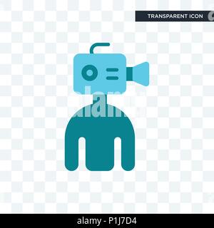 cameraman vector icon isolated on transparent background, cameraman logo concept Stock Vector