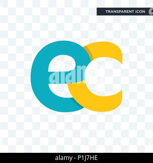 ec vector icon isolated on transparent background, ec logo concept Stock Vector