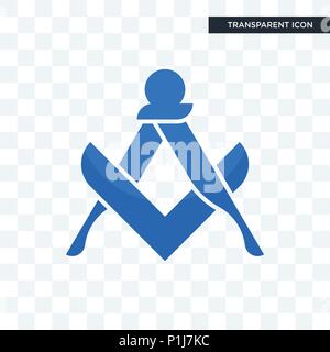 square and compass vector icon isolated on transparent background, square and compass logo concept Stock Vector