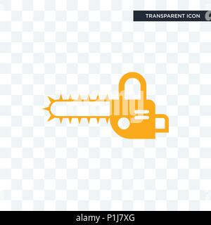 chainsaw vector icon isolated on transparent background, chainsaw logo concept Stock Vector