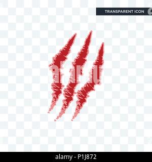 claw mark vector icon isolated on transparent background, claw mark logo concept Stock Vector