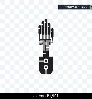 Mechanical arm vector icon isolated on transparent background, Mechanical arm logo concept Stock Vector