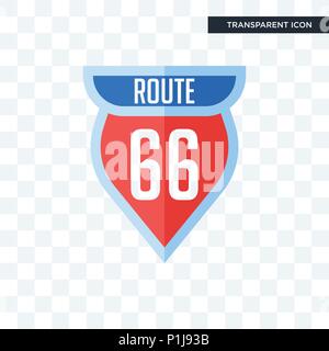 route 66 vector icon isolated on transparent background, route 66 logo concept Stock Vector