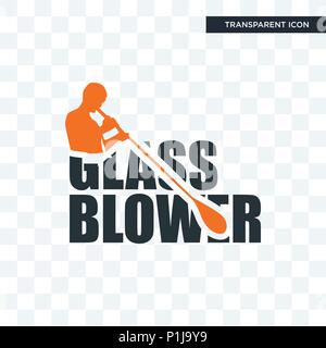 glass blower vector icon isolated on transparent background, glass blower logo concept Stock Vector