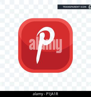 pinterest vector icon isolated on transparent background, pinterest logo concept Stock Vector