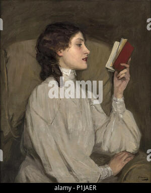 Miss Auras: The Red Book, by Sir John Lavery Stock Photo - Alamy