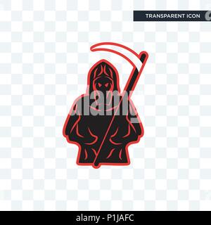 grim reaper vector icon isolated on transparent background, grim reaper logo concept Stock Vector
