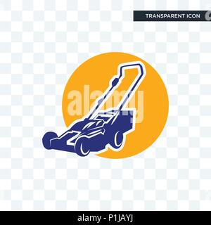 lawn mower vector icon isolated on transparent background, lawn mower logo concept Stock Vector