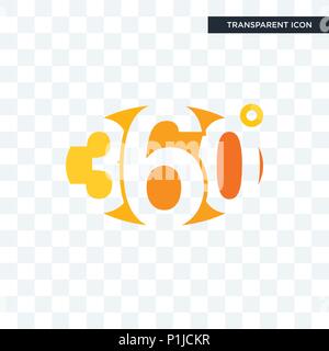360 degree vector icon isolated on transparent background, 360 degree logo concept Stock Vector