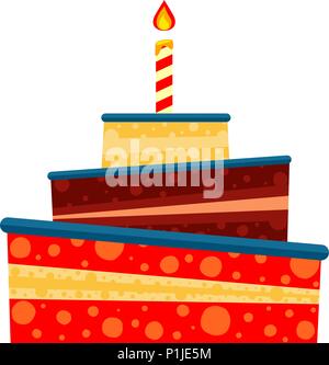 Colorful cartoon birthday 3 layer cake Stock Vector
