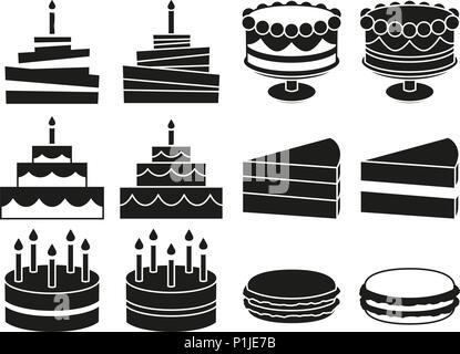 Black and white 12 desserts silhouette set Stock Vector