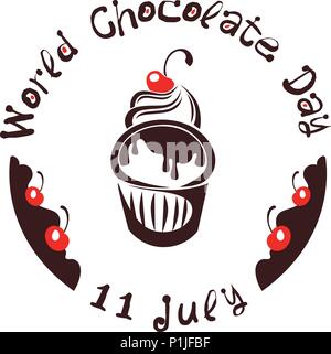 World Chocolate Day. July 11. Chocolate cake. Vector illustration Stock Vector