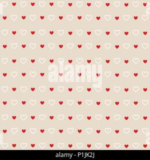 Seamless red and white hearts, Valentine's day card Stock Vector
