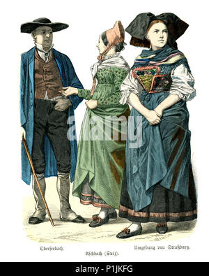 Tirage Vintage Original - Femme En Costume, Fête Nationale, Strasbourg 1945 - 15x9,5cm