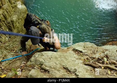 Tranquil blue waters of Rope falls, Paluma Range National Park, Rollingstone QLD, Australia Stock Photo