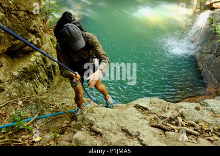 Tranquil blue waters of Rope falls, Paluma Range National Park, Rollingstone QLD, Australia Stock Photo