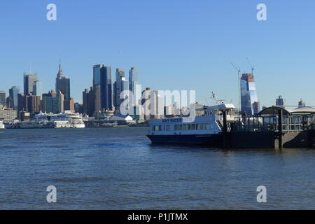 Port Imperial Ferry Terminal and Manhattan Skyline Stock Photo