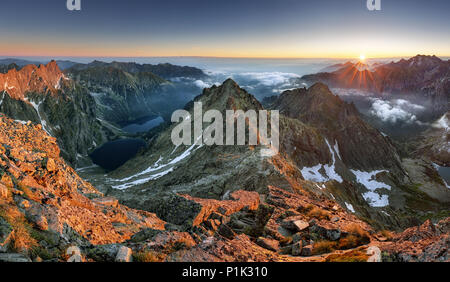 Sunset on mountain, Tatras Stock Photo