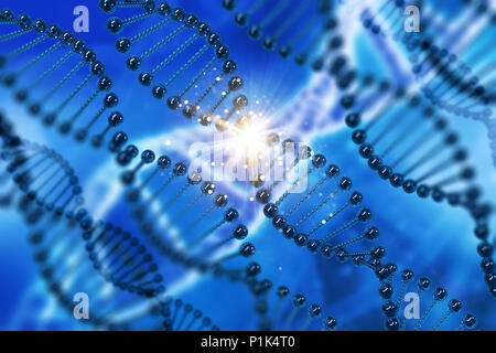 3D medical background with DNA strands Stock Photo